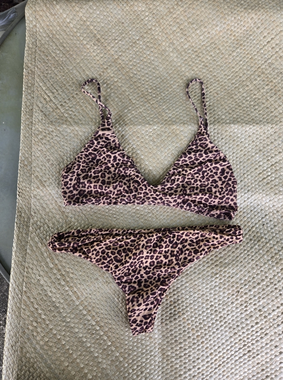 Mai Undeewear Swim Set Leopard Print Triangle Bikini Set - Brown & Black
